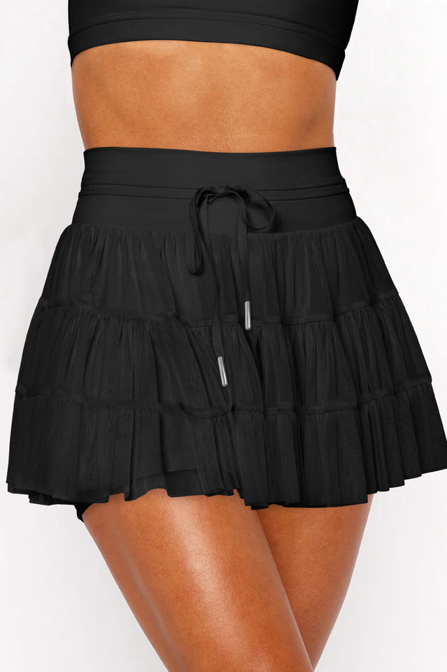Women's High Waist Plain Mesh Skort 1#