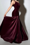 Women's Salla Velvet Dress Burgundy