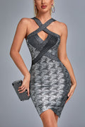 Women's Rutia Metallic Mini Bandage Dress Silver