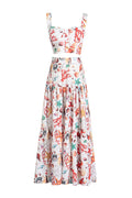 Women's Capri Printed Crop Top & Skirt Set Floral