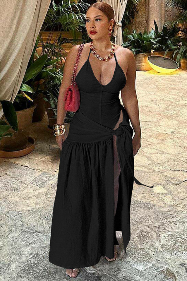 Women's V-Neck Bodysuit Wrap Skirt Set