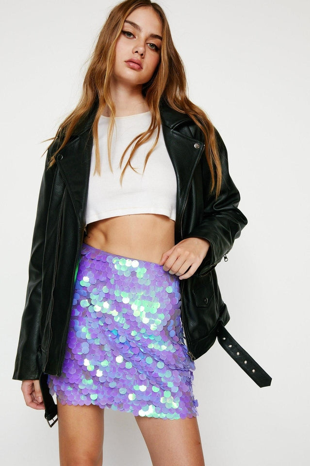 Women's Oval Sequin Mini Skirt