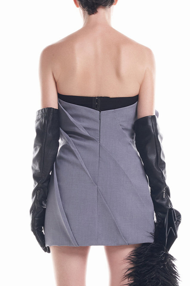 Women's Flower Strapless Ruch Mini Dress