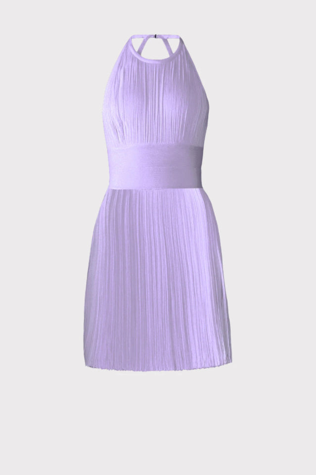 Women's Halter Neck Backless Fringed Mini Dress Purple