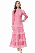 Women's Textured Maxi Dress With Long Sleeves