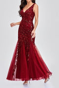 Women's Embroidered Sequins Mermaid Prom Dress