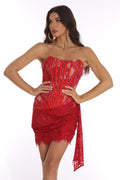 Women's Lace Corset Draped Mini Dress