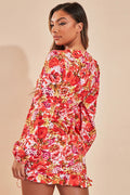 Women's Rose Cut Out Ruched Mini Dress