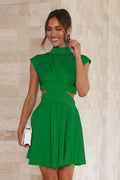 Women's Cutout Waist Vacation Mini Dress Green
