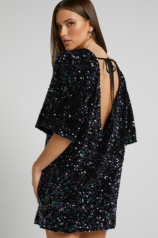 Women's Velour Sequins Mini Dress