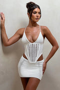 Women's Selma Top + Skirt Set White