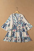 Women's Tribal Bracelet Sleeve Buttoned Mini Dress