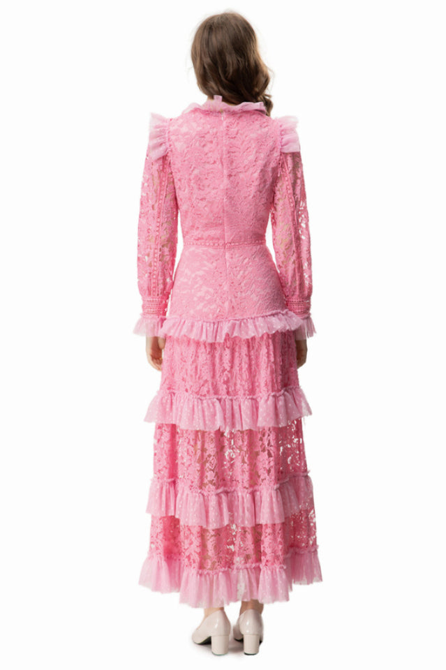 Women's Textured Maxi Dress With Long Sleeves