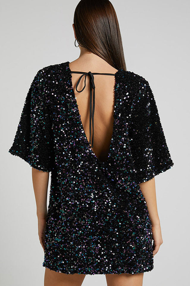 Women's Velour Sequins Mini Dress