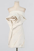 Women's Flower Strapless Ruch Mini Dress