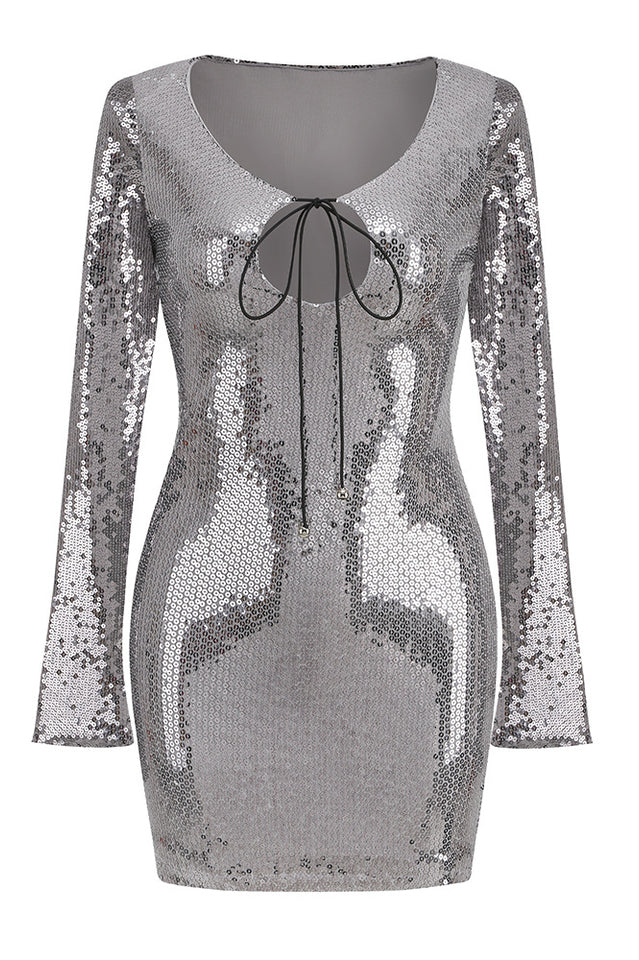 Women's Solaria Sequined Tulle Mini Dress Silver