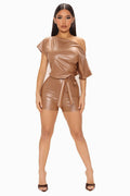 Women's PU Leather Romper