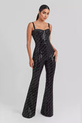 Women's Lucinda Gold Jumpsuit Black (Without Belt)