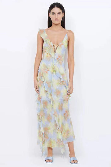 Women's Courtney Frill Maxi Dress Blue Blossom