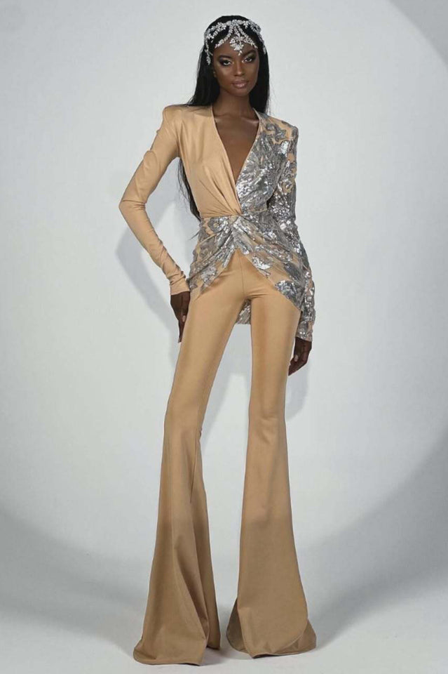 Women's Long Sleeve Sequin Jumpsuit