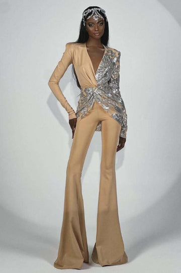 Women's Long Sleeve Sequin Jumpsuit