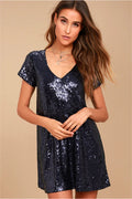 Women's Light Up the Night Sequin Shift Dress Black