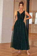 Women's Sleeveless Party Dress With Sequins Green