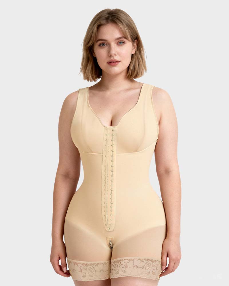 Women’s Extra Plus Size Tummy Control Shaper Bodysuit with Bra Nude