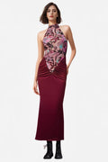 Women's Dusha Halter Flower Ruched Maxi Dress Red