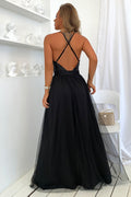 Women's Sequined Backless Tulle Evening Prom