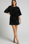 Women's Velour Sequins Mini Dress