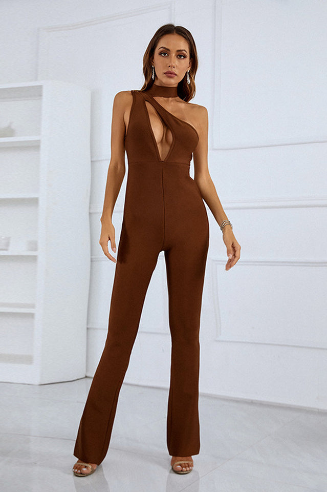 Women's Babara One Shoulder Jumpsuit Coffee