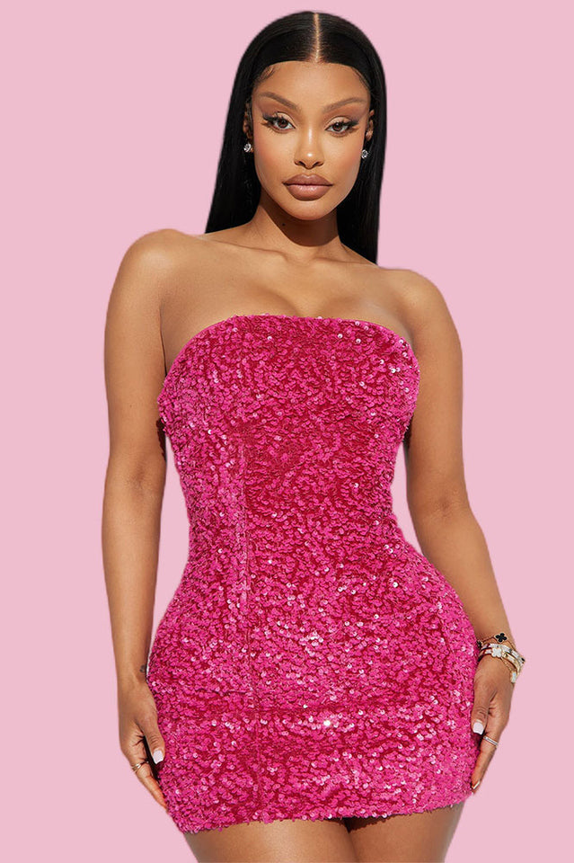 Women's Kara Sequin Mini Dress Hot Pink