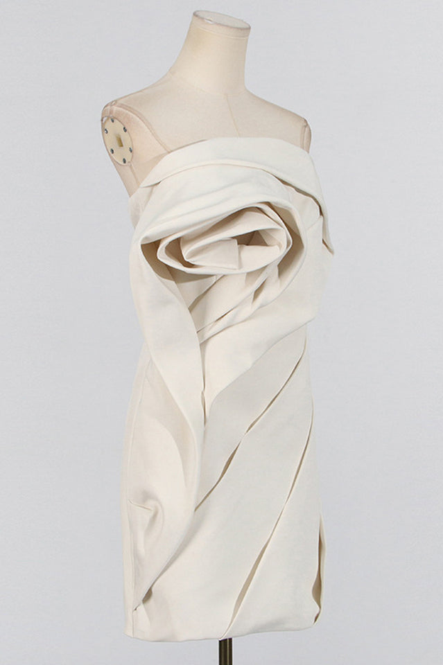 Women's Flower Strapless Ruch Mini Dress