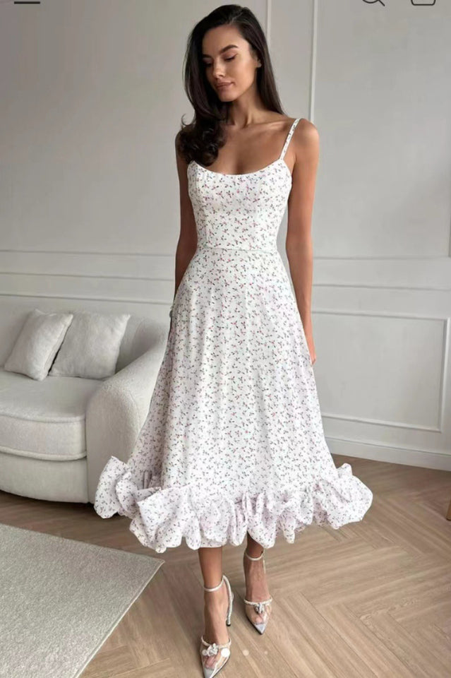 Women's Flounce Bustier Midi Dress Floral