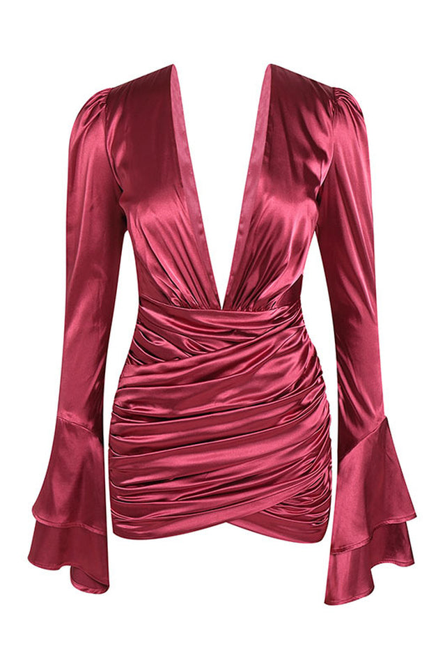 Women's Plunging V Neck Cocktail Mini Dress 1#