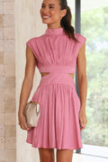 Women's Cutout Waist Vacation Mini Dress Pink