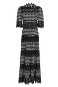 Women's Sabrina Embroidered Lace Midi Dress Black