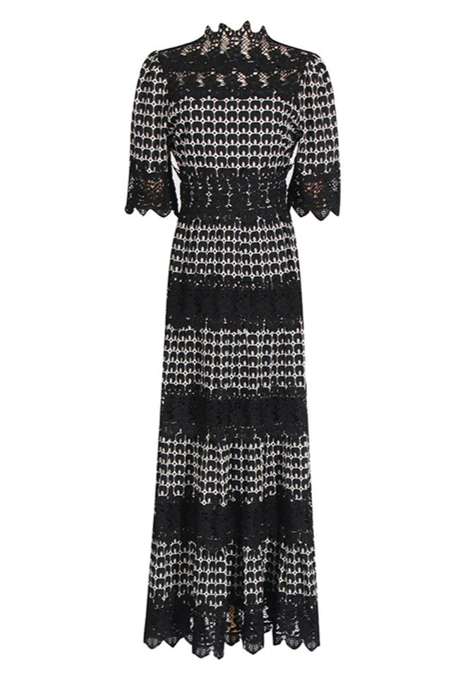 Women's Sabrina Embroidered Lace Midi Dress Black