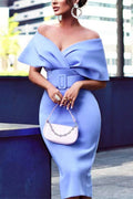 Women's Off The Shoulder Belt Midi Dress