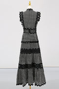 Women's Laser Cut Wavy Trim Maxi Dress