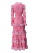 Women's Textured Maxi Dress With Long Sleeves