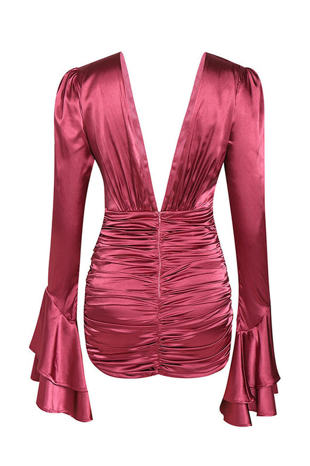 Women's Plunging V Neck Cocktail Mini Dress