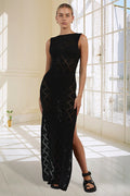 Women's Crochet Hollow Knitted Dress Black