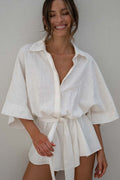 Women's Loose Sleeve Tie Waist Romper