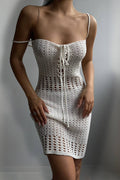 Women's Another Girl Crochet Knit Mini Dress White