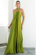 Women's Ofelia Halter Loop Maxi Dress Olive