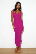 Women's Nadia Ruched Fishtail Maxi Dress Hot Pink