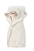Women's Flower Strapless Ruch Mini Dress Ivory