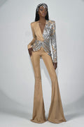 Women's Long Sleeve Sequin Jumpsuit